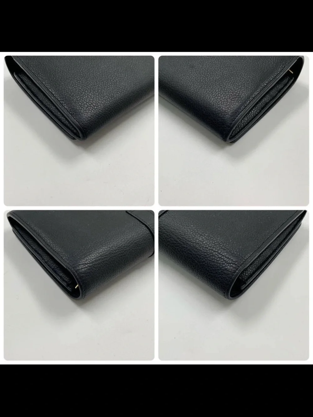 Saint Laurent Black Pebbled Leather Wallet with Gold YSL Emblem
